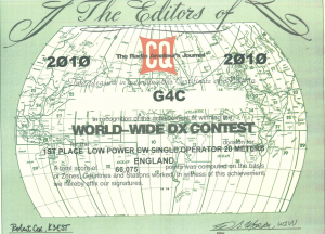 Essex CW Contest Certificate (G4C) - CQ WW CW 2010